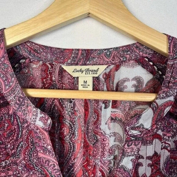 Lucky Brand Purple Paisley Sheer Long Sleeve Blouse M - Picture 5 of 5
